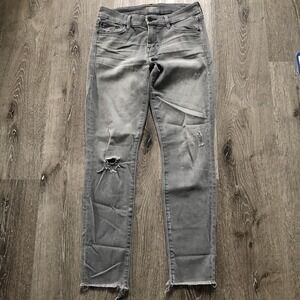 Mother Looker Jeans Women's‎ 27 Ankle Fray Last Chance Saloon Gray Distressed